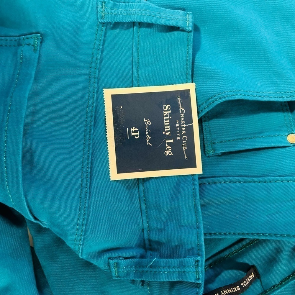 Charter Club Electric Teal Size Petite 4 Bristol Skinny Ankle Jeans NWT - Picture 4 of 4